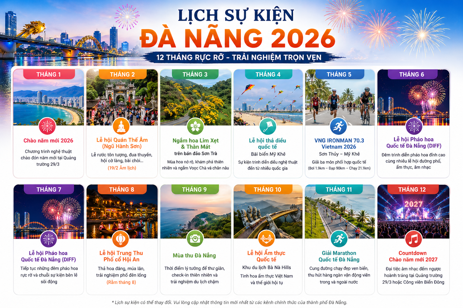 Tổng Hợp Lịch Sự Kiện & Lễ Hội Đà Nẵng 2026 từ tháng 1 đến tháng 12